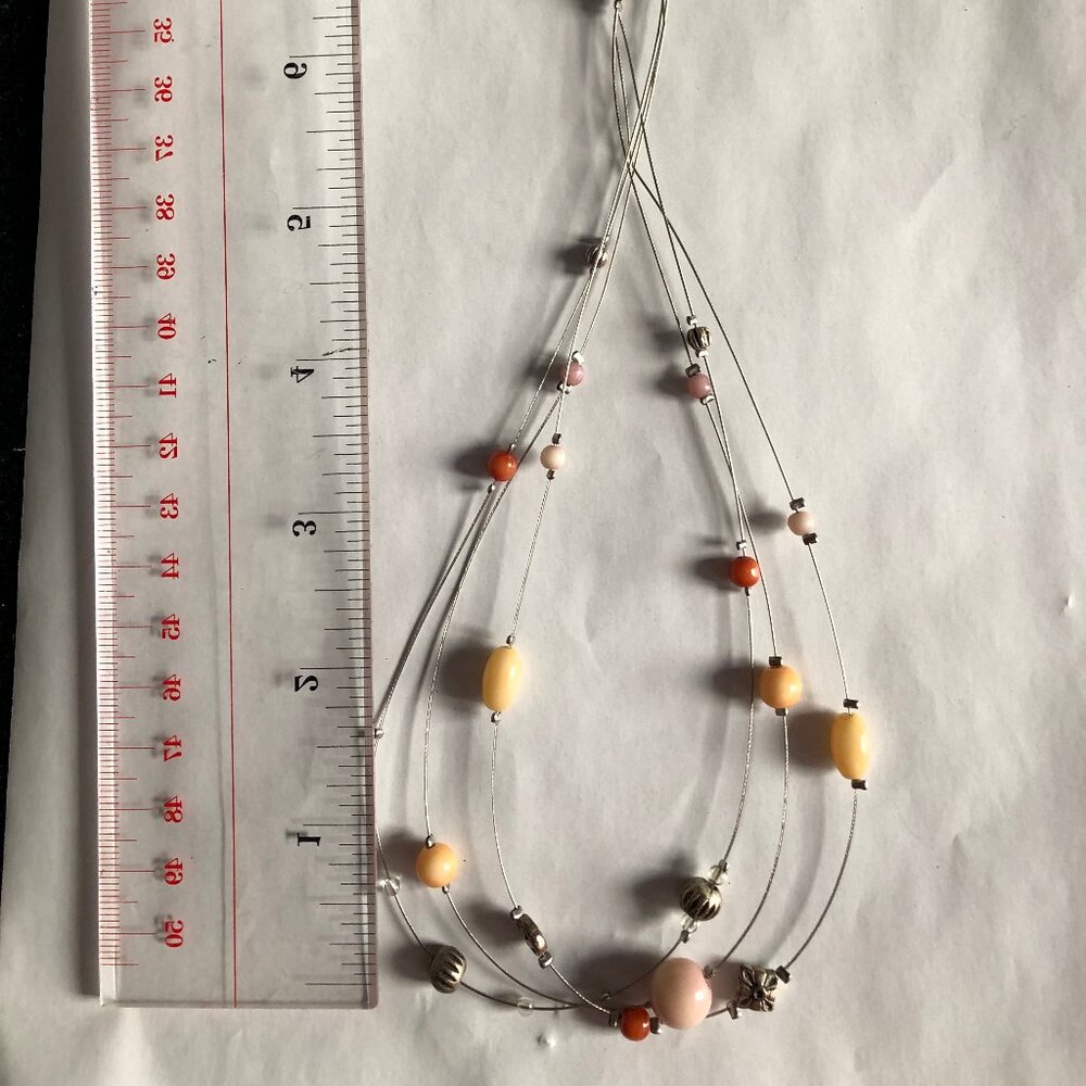 Women's girl's necklace wire beads multi-strands 16"-18"